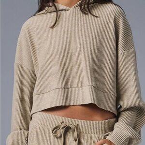 ALO Yoga Ribbed Tan Hoodie